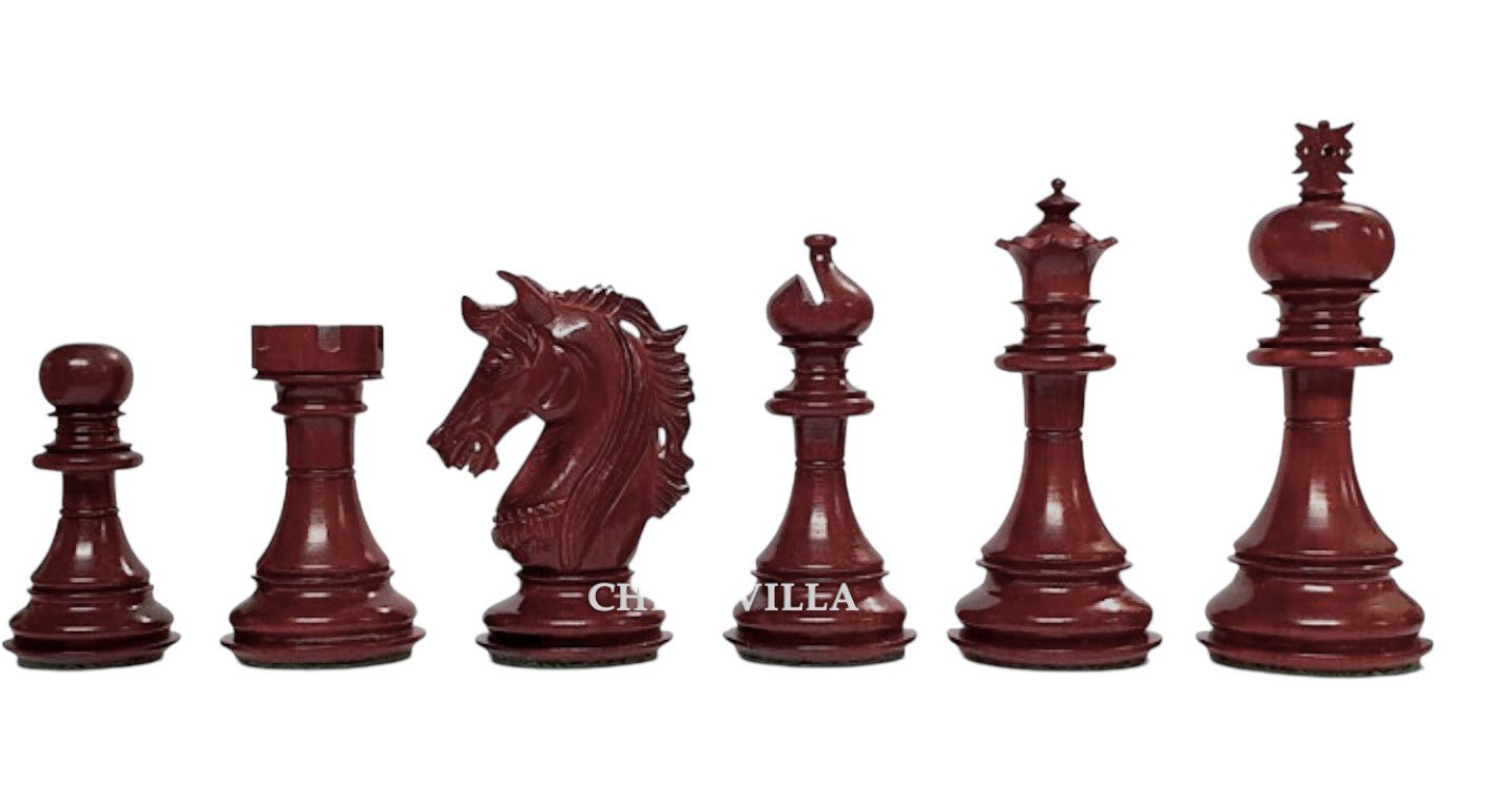 4.4" Prestige Luxury Staunton Chess Pieces Only set -Budrose Wood- Triple Weighted - Chess Villa