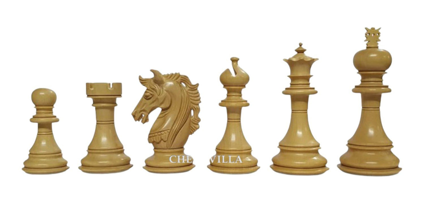 4.4" Prestige Luxury Staunton Chess Pieces Only set -Budrose Wood- Triple Weighted - Chess Villa