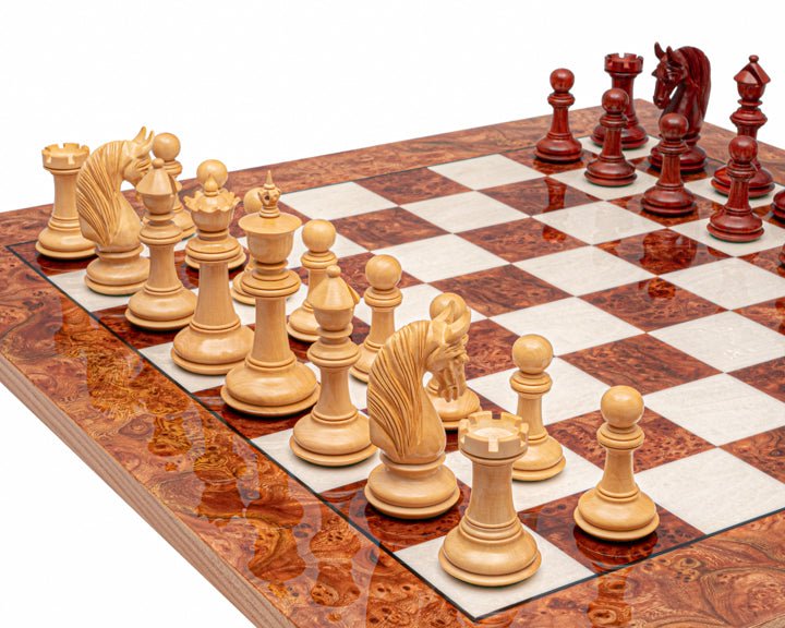 4.5" Bath Luxury Staunton Chess Pieces Only Set - Triple Weighted Bud Rosewood - Chess Villa
