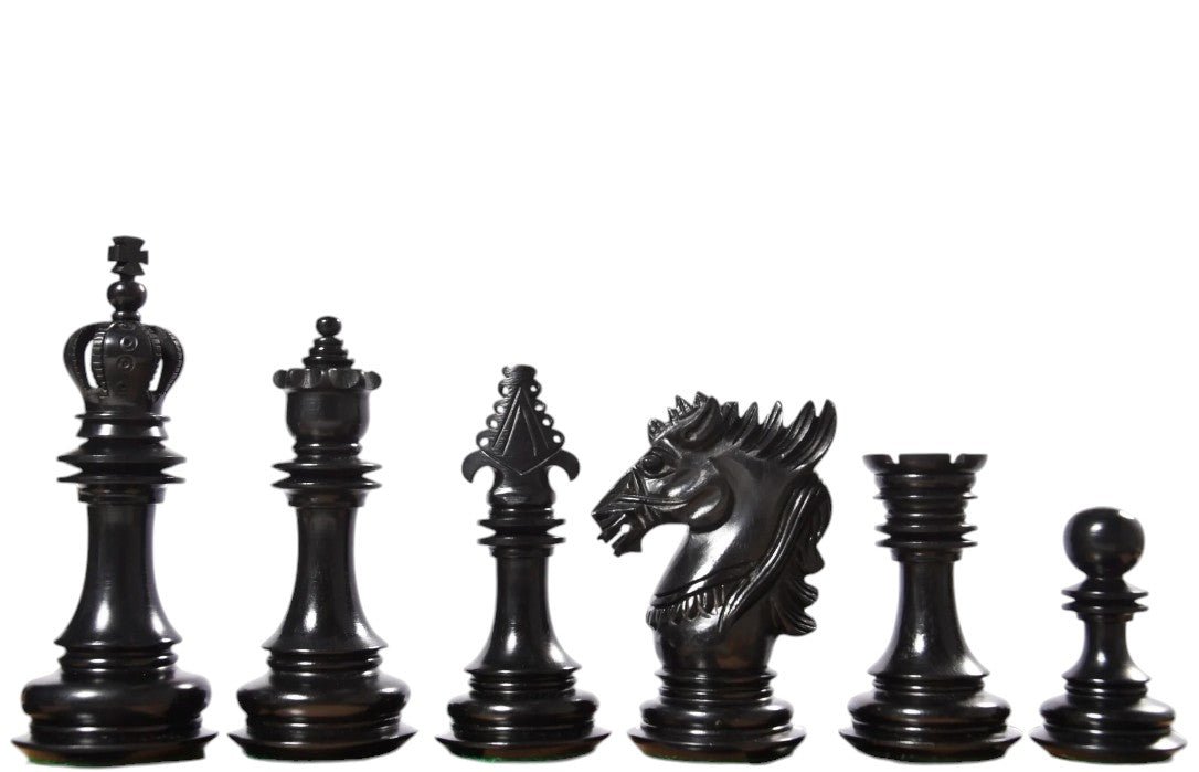 4.5" Carvers' Art Luxury Chess Pieces Only Set -Triple Weighted Ebony Wood - Chess Villa