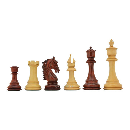 4.5" Heritage Series Premium Staunton Chess Pieces Only Set- Triple Weighted Budrose Wood - Chess Villa