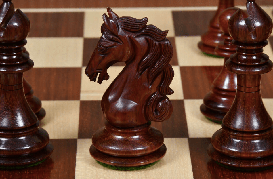 4.5" Shera Series Staunton Luxury Chess Pieces Only Set - Triple Weighted Bud Rosewood - Chess Villa