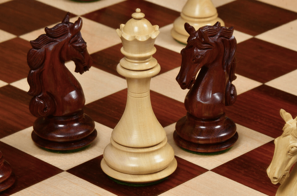 4.5" Shera Series Staunton Luxury Chess Pieces Only Set - Triple Weighted Bud Rosewood - Chess Villa