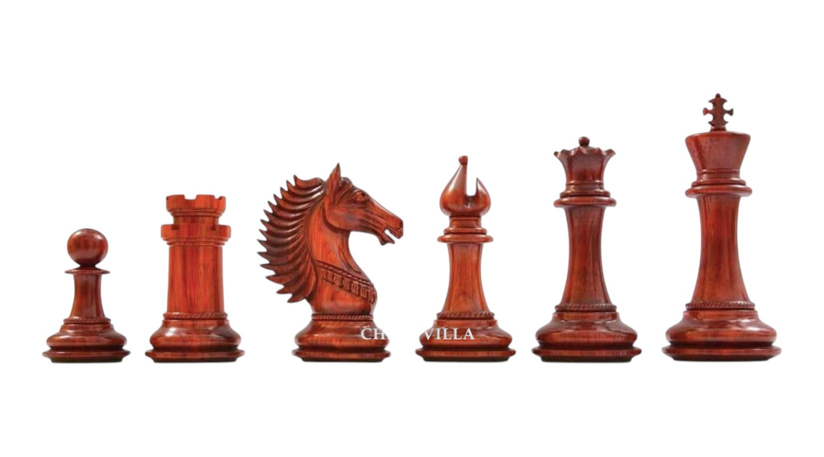 4.6" Copenhagen Luxury Staunton Chess Pieces Only Set- Triple Weighted Budrose Wood - Chess Villa