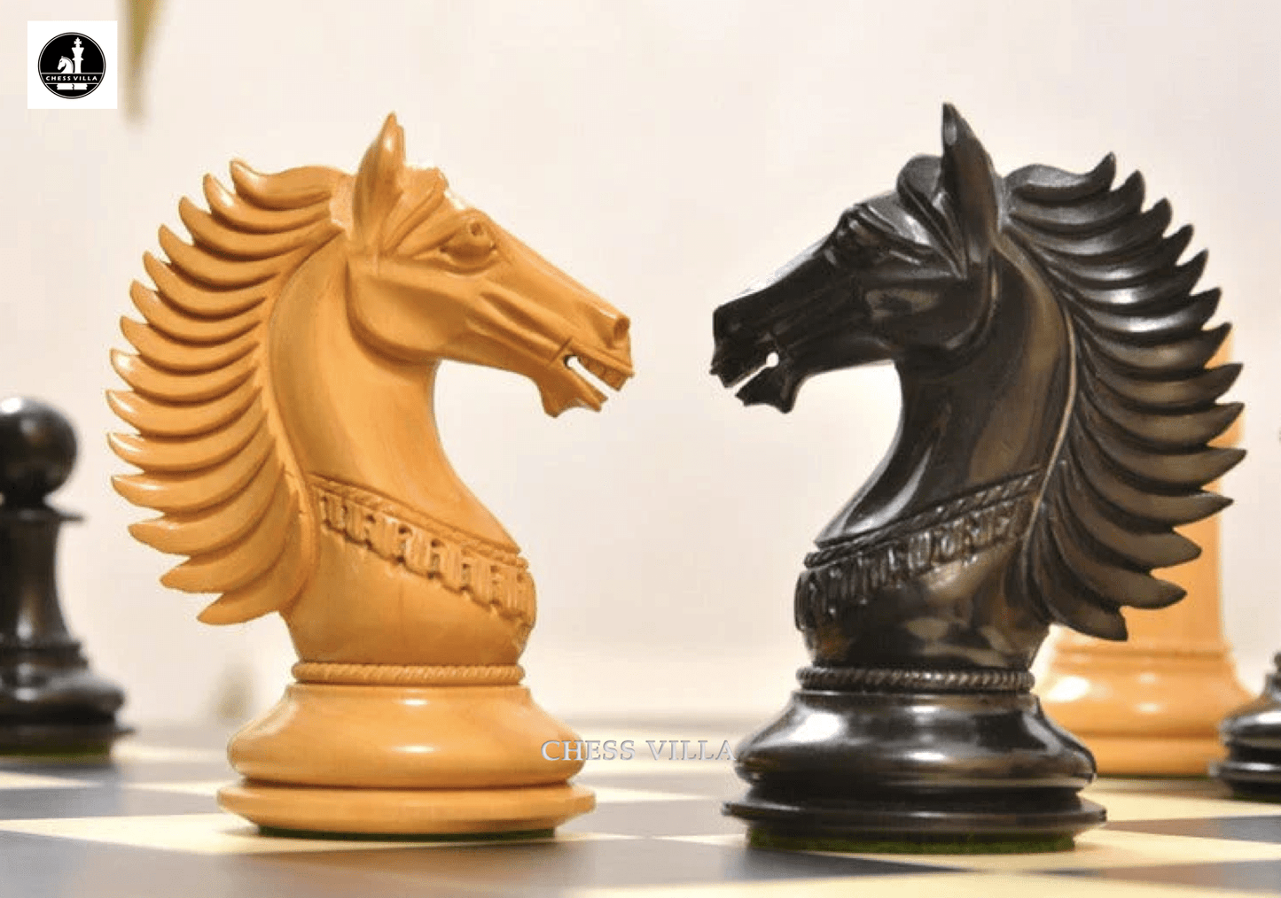 4.6" Copenhagen Luxury Staunton Chess Pieces Only Set- Triple Weighted Ebony Wood - Chess Villa