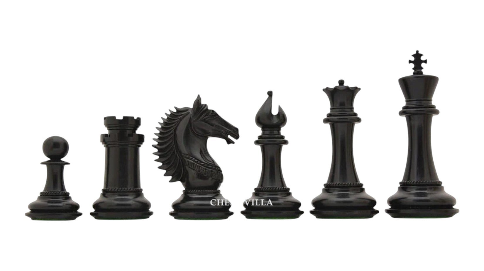 4.6" Copenhagen Luxury Staunton Chess Pieces Only Set- Triple Weighted Ebony Wood - Chess Villa