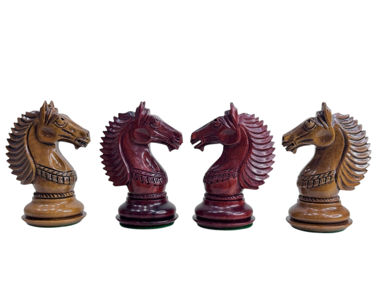 4.6" Copenhagen Luxury Staunton Chess Pieces Only Set- Triple Weighted Lacquered Distress Antiqued Boxwood & Budrose Wood - Chess Villa