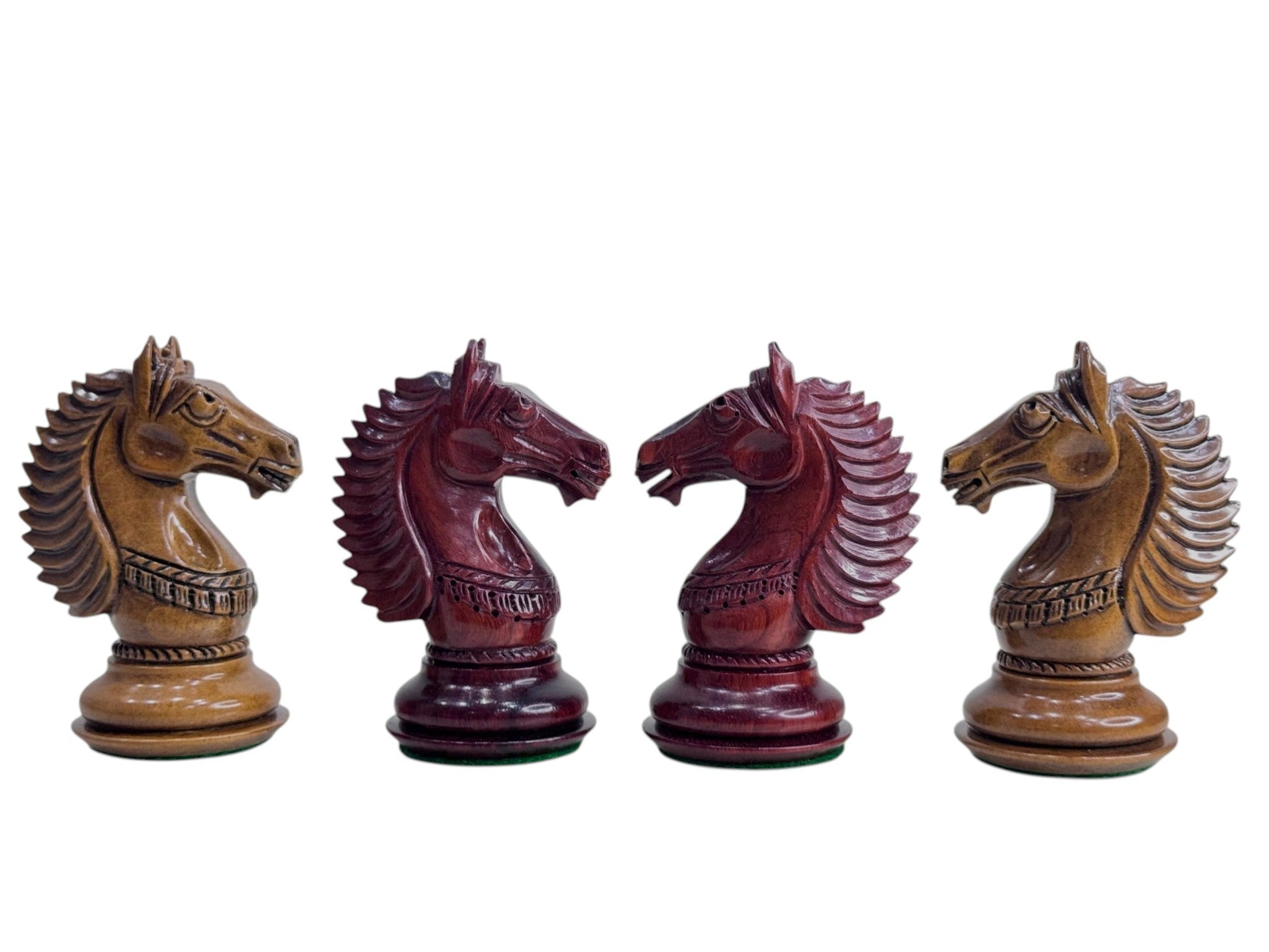 4.6" Copenhagen Luxury Staunton Chess Pieces Only Set- Triple Weighted Lacquered Distress Antiqued Boxwood & Budrose Wood - Chess Villa