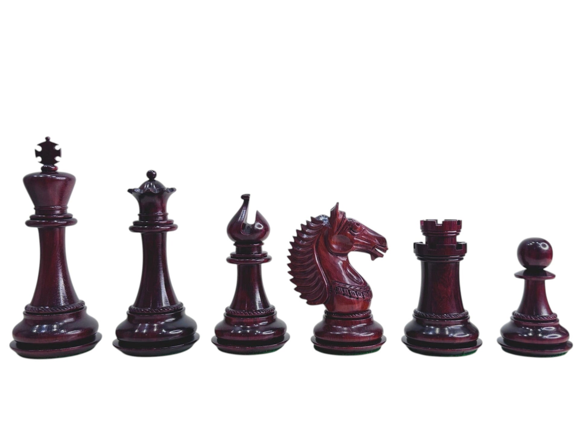 4.6" Copenhagen Luxury Staunton Chess Pieces Only Set- Triple Weighted Lacquered Distress Antiqued Boxwood & Budrose Wood - Chess Villa