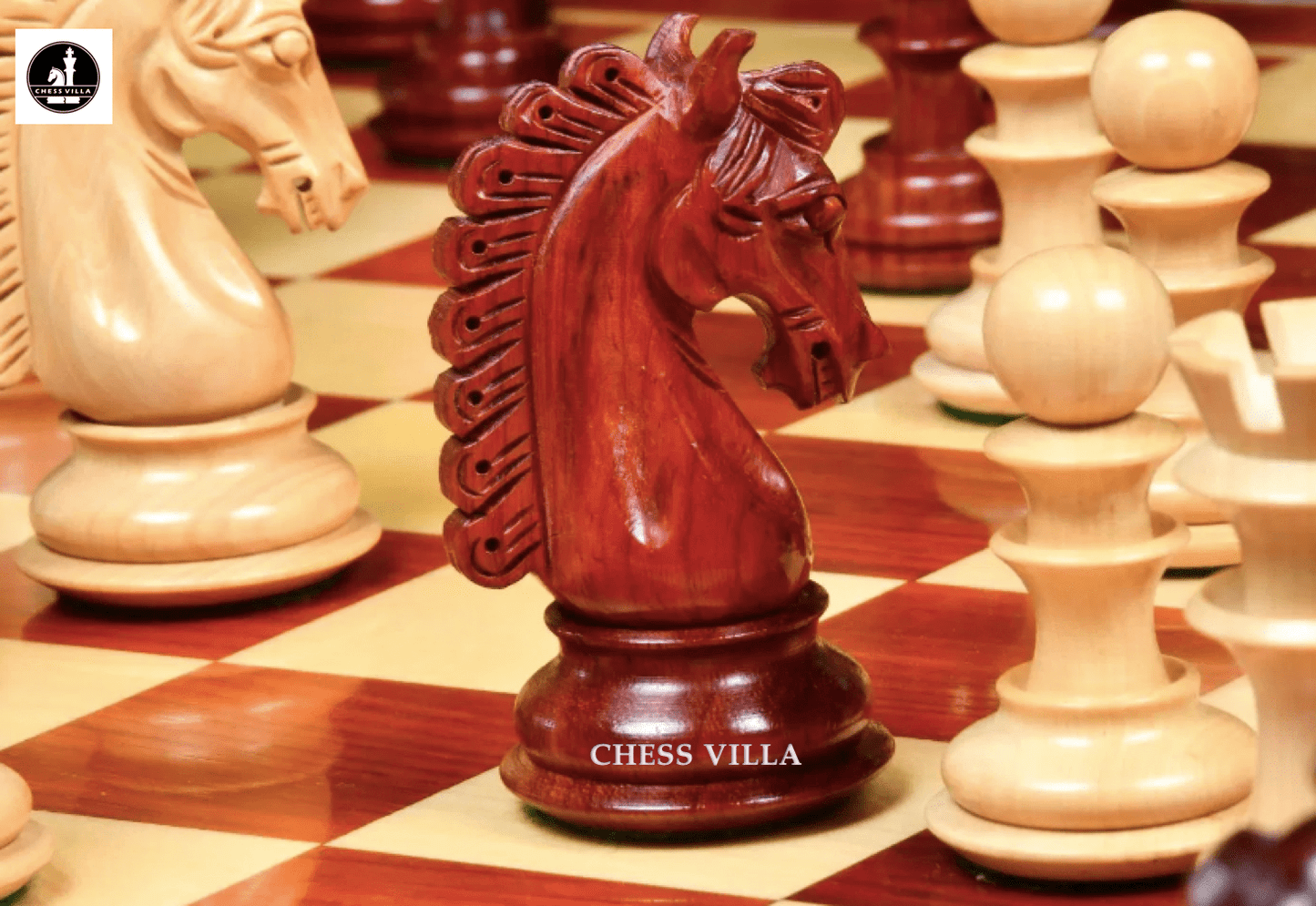 4.6" Hurricane Luxury Staunton Chess Pieces Only set -Triple Weighted Budrose Wood - Chess Villa