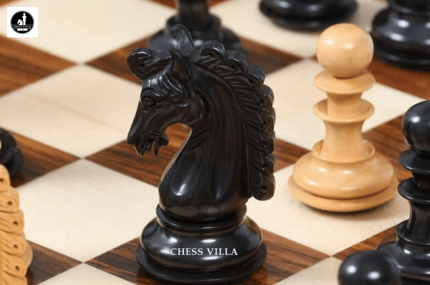 4.6" Hurricane Luxury Staunton Chess Pieces Only set -Triple Weighted Ebony Wood - Chess Villa