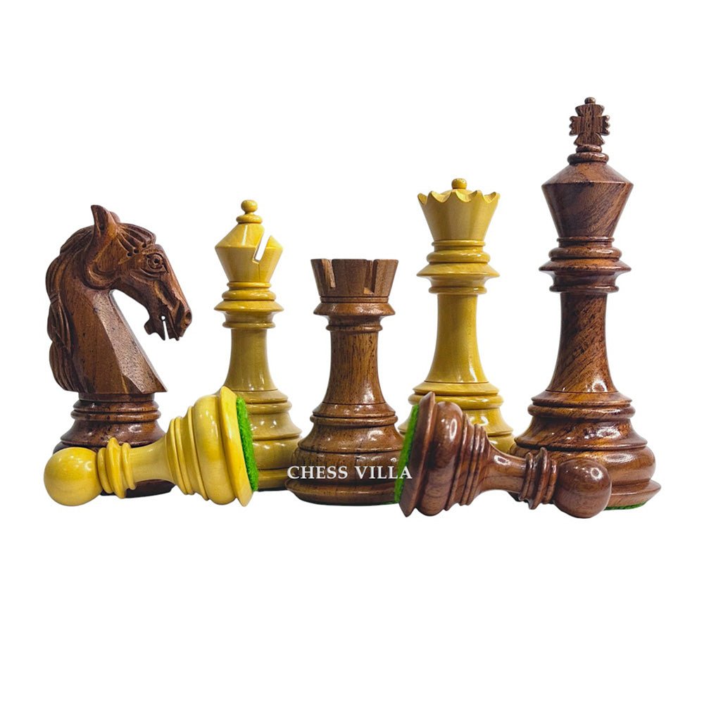 4.6" Rare Columbian Luxury Chess Pieces Only Set - Triple Weighted Anjan Wood - Chess Villa