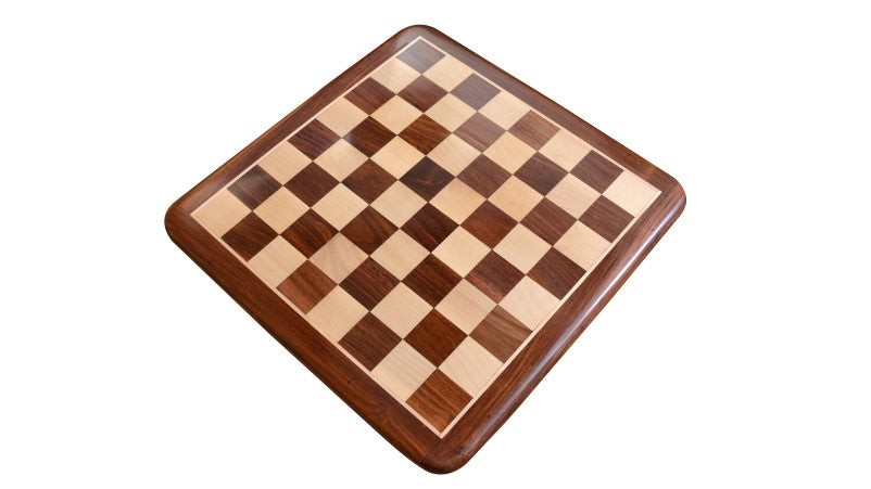 21" Round Edge Series Hand Carved Chess Board In Maple & Golden Rosewood - 55 mm Square