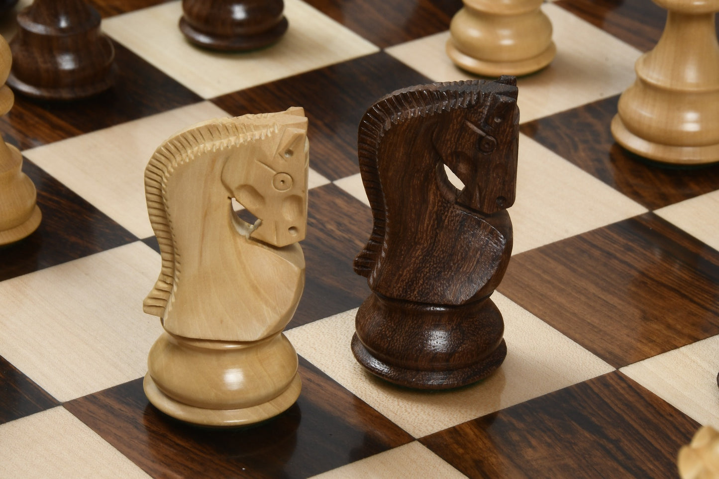 3.9" Russian Zagreb Chess Pieces Only set – Weighted Golden Rosewood & Boxwood