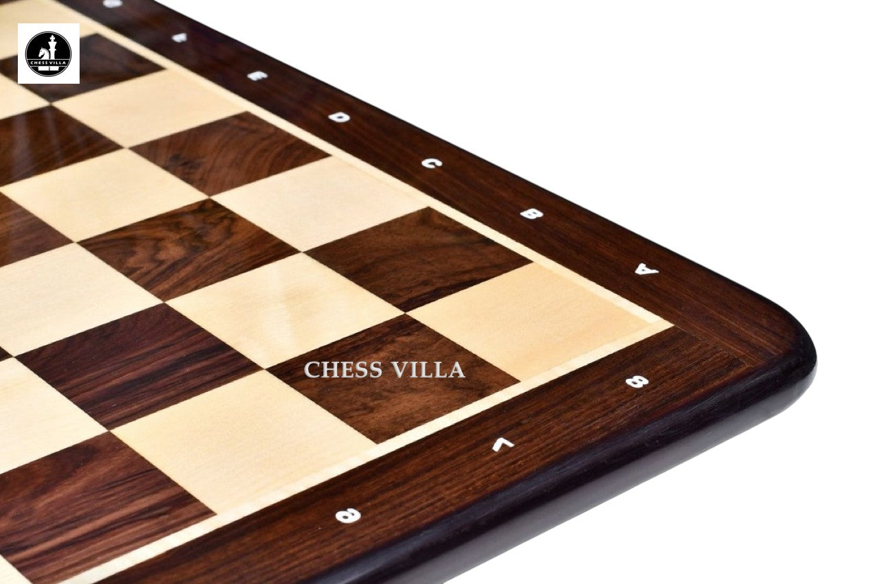 21" Flat Luxury Chess board Rosewood & Maple Wood -55mm Square Size- Algebraic Notations