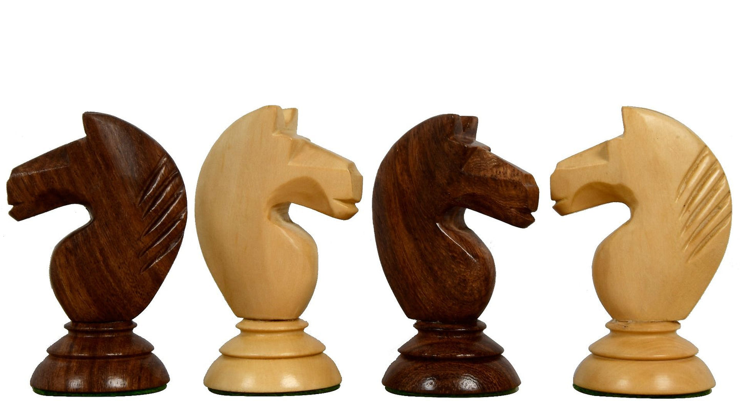 1950s Soviet Latvian Reproduced Chess Pieces Only Set - Weighted Golden Rosewood & Boxwood