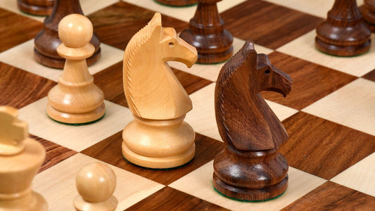 90s Reproduced 3.6" French Chavet Championship Tournament Chess Pieces Only Set-Weighted Golden Rosewood