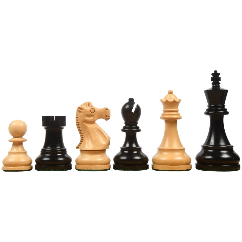 1972 Reproduced Reykjavik Championship Series Chess Pieces 3.7" - Weighted Ebonised Boxwood & Boxwood