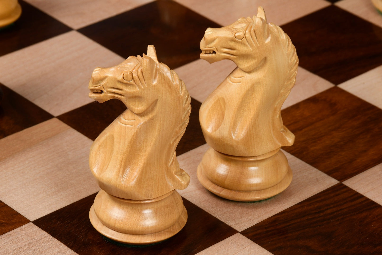 4" Fierce Knight Staunton Chess Pieces Only Set – Golden Rosewood & Boxwood