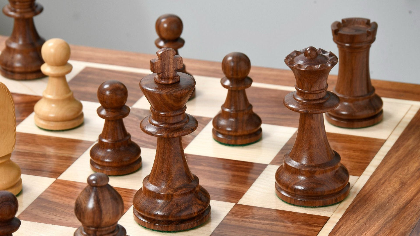 90s Reproduced 3.6" French Chavet Championship Tournament Chess Pieces Only Set-Weighted Golden Rosewood