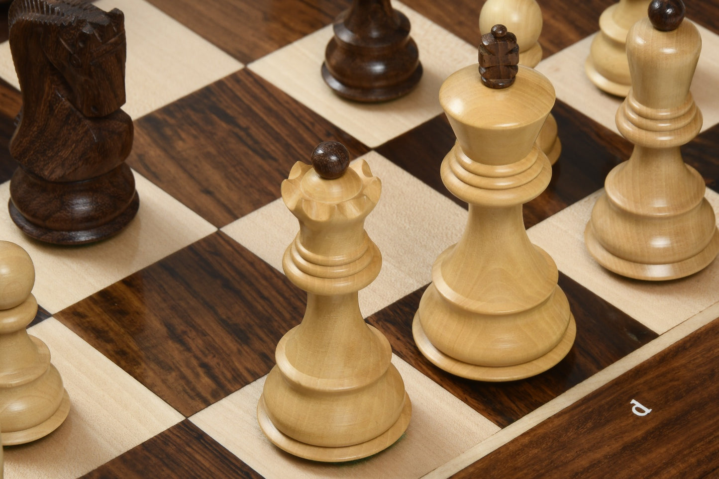 3.9" Russian Zagreb Chess Pieces Only set – Weighted Golden Rosewood & Boxwood