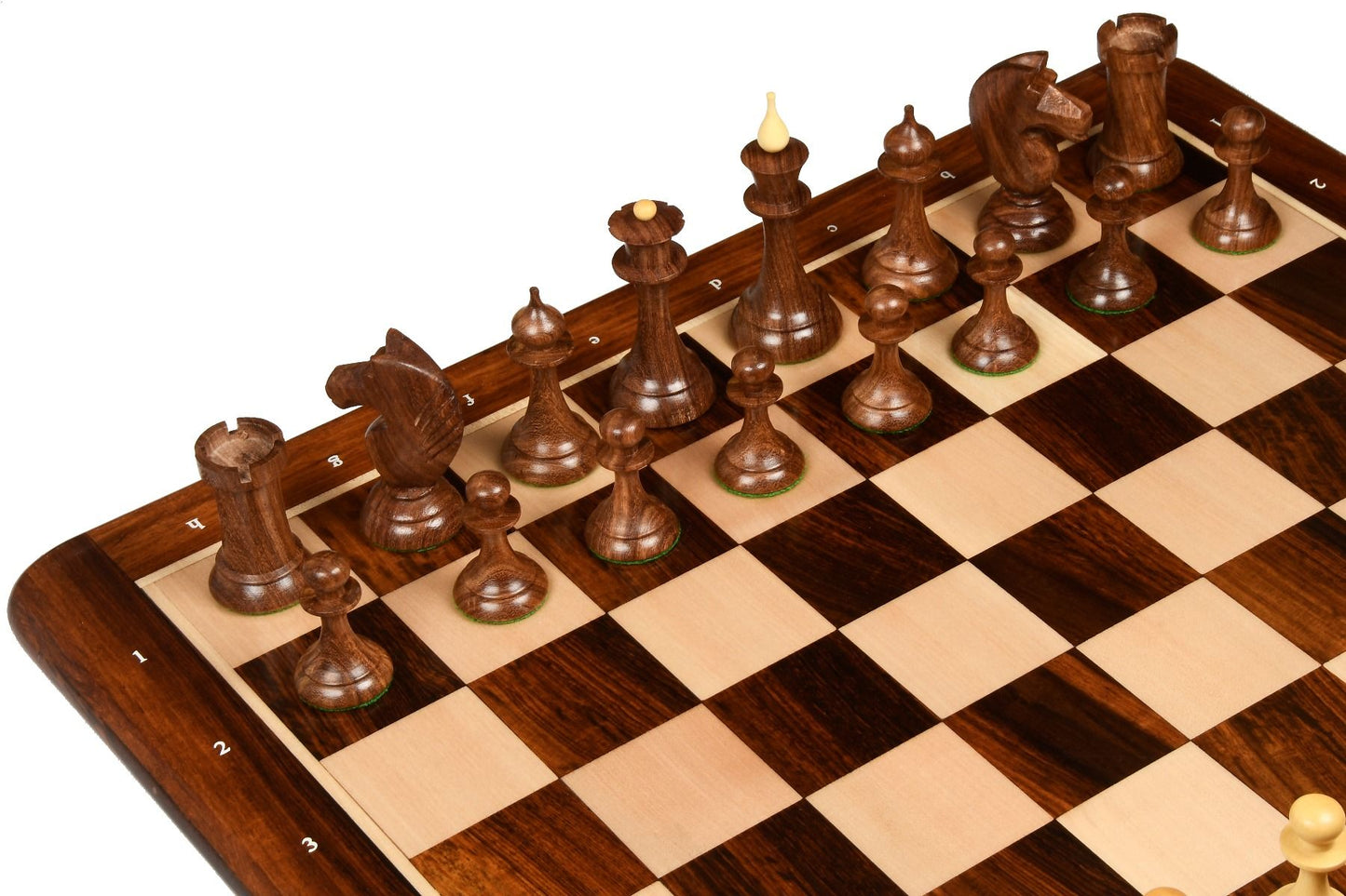 1950s Soviet Latvian Reproduced Chess Pieces Only Set - Weighted Golden Rosewood & Boxwood
