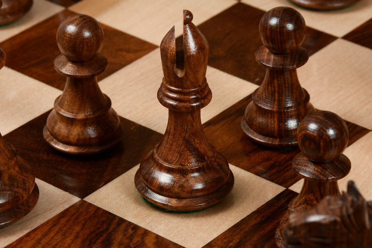4" Fierce Knight Staunton Chess Pieces Only Set – Golden Rosewood & Boxwood