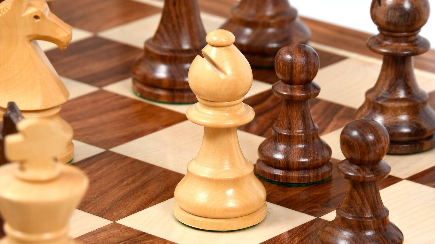 90s Reproduced 3.6" French Chavet Championship Tournament Chess Pieces Only Set-Weighted Golden Rosewood