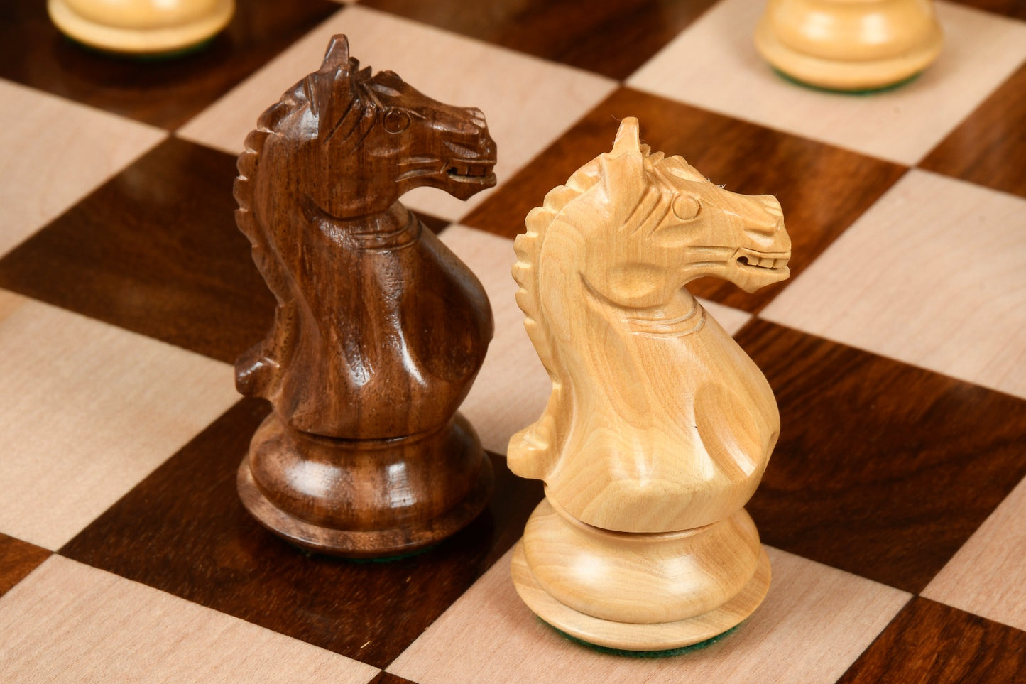 4" Fierce Knight Staunton Chess Pieces Only Set – Golden Rosewood & Boxwood