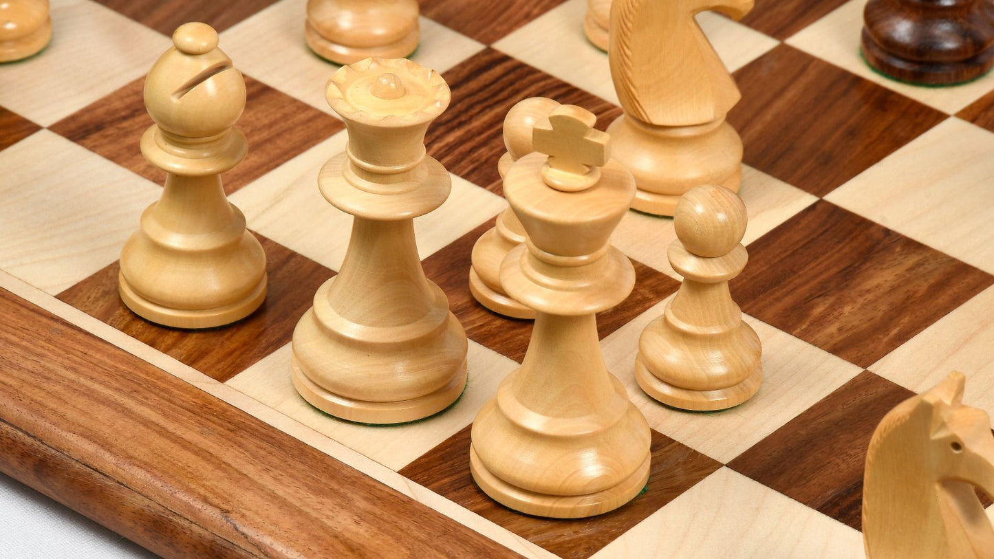 90s Reproduced 3.6" French Chavet Championship Tournament Chess Pieces Only Set-Weighted Golden Rosewood