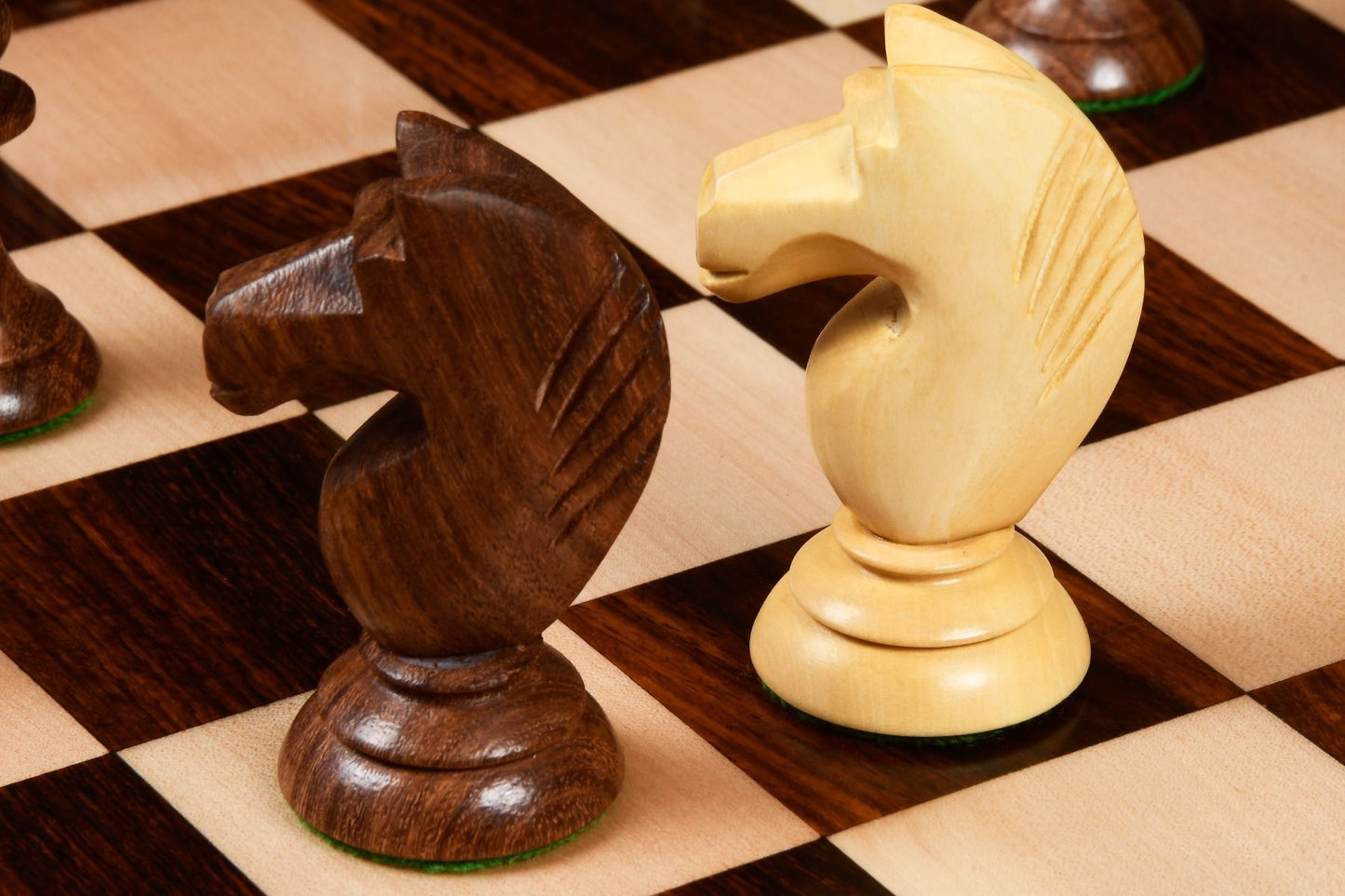1950s Soviet Latvian Reproduced Chess Pieces Only Set - Weighted Golden Rosewood & Boxwood