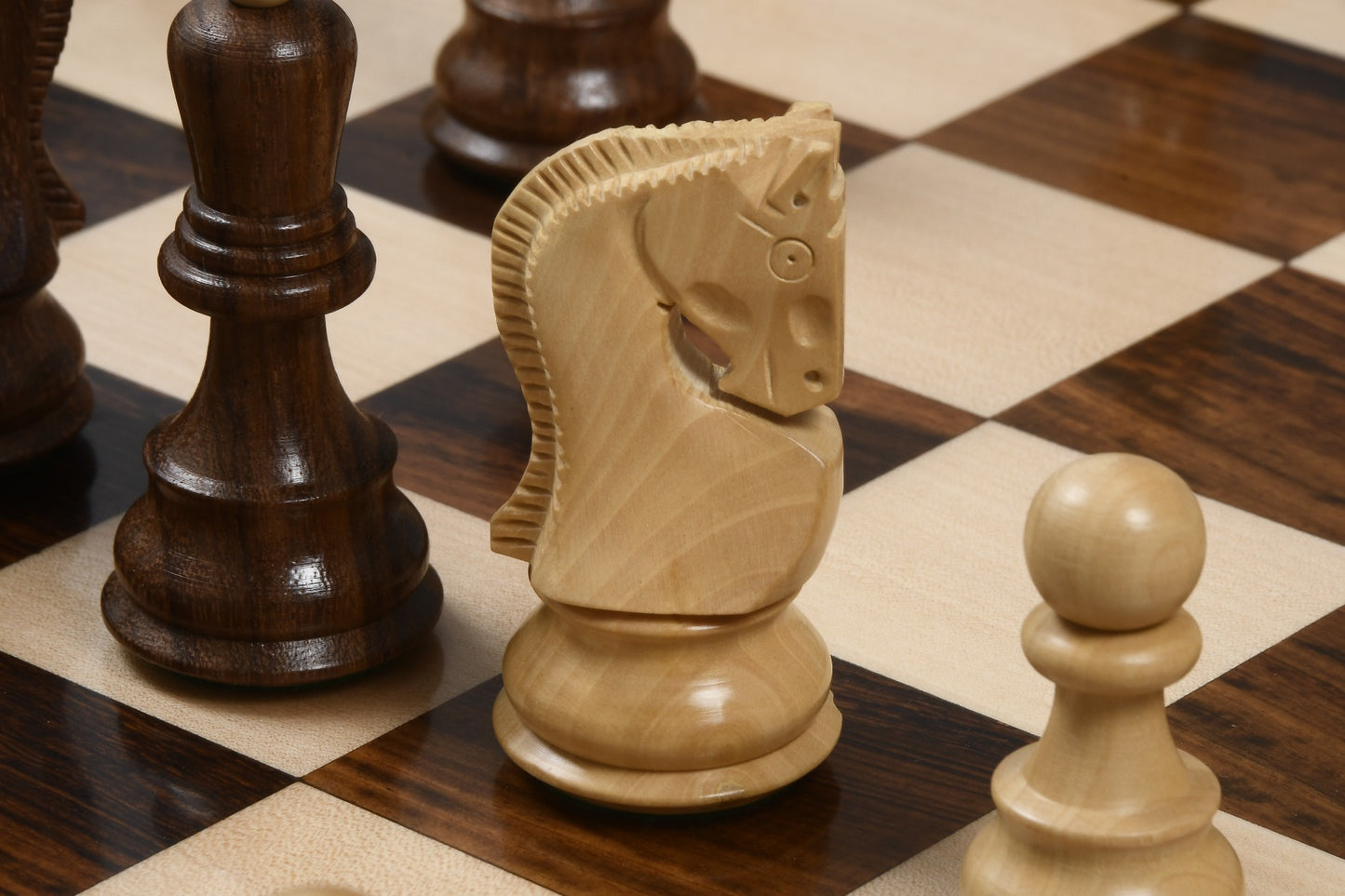 3.9" Russian Zagreb Chess Pieces Only set – Weighted Golden Rosewood & Boxwood