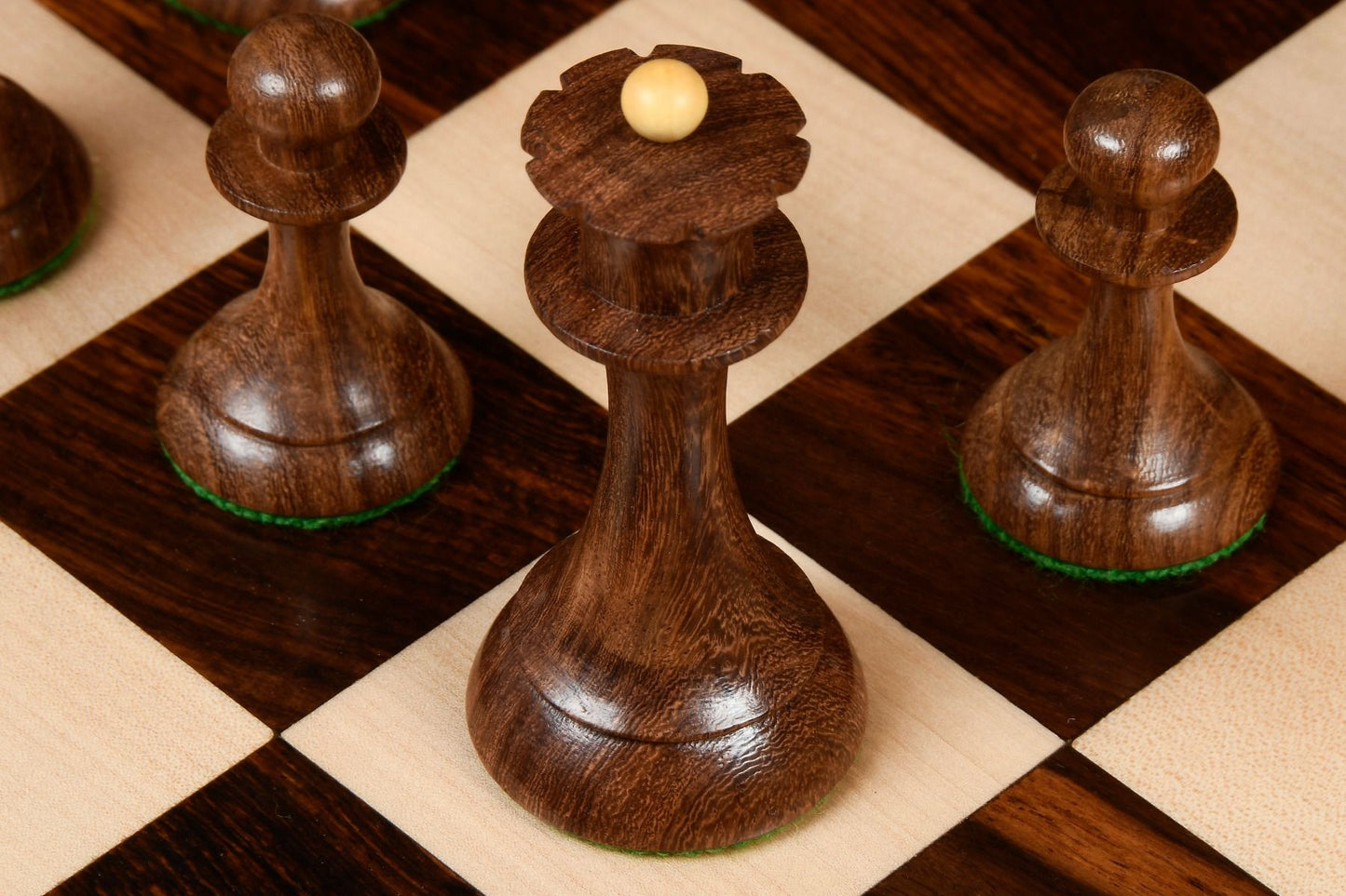 1950s Soviet Latvian Reproduced Chess Pieces Only Set - Weighted Golden Rosewood & Boxwood