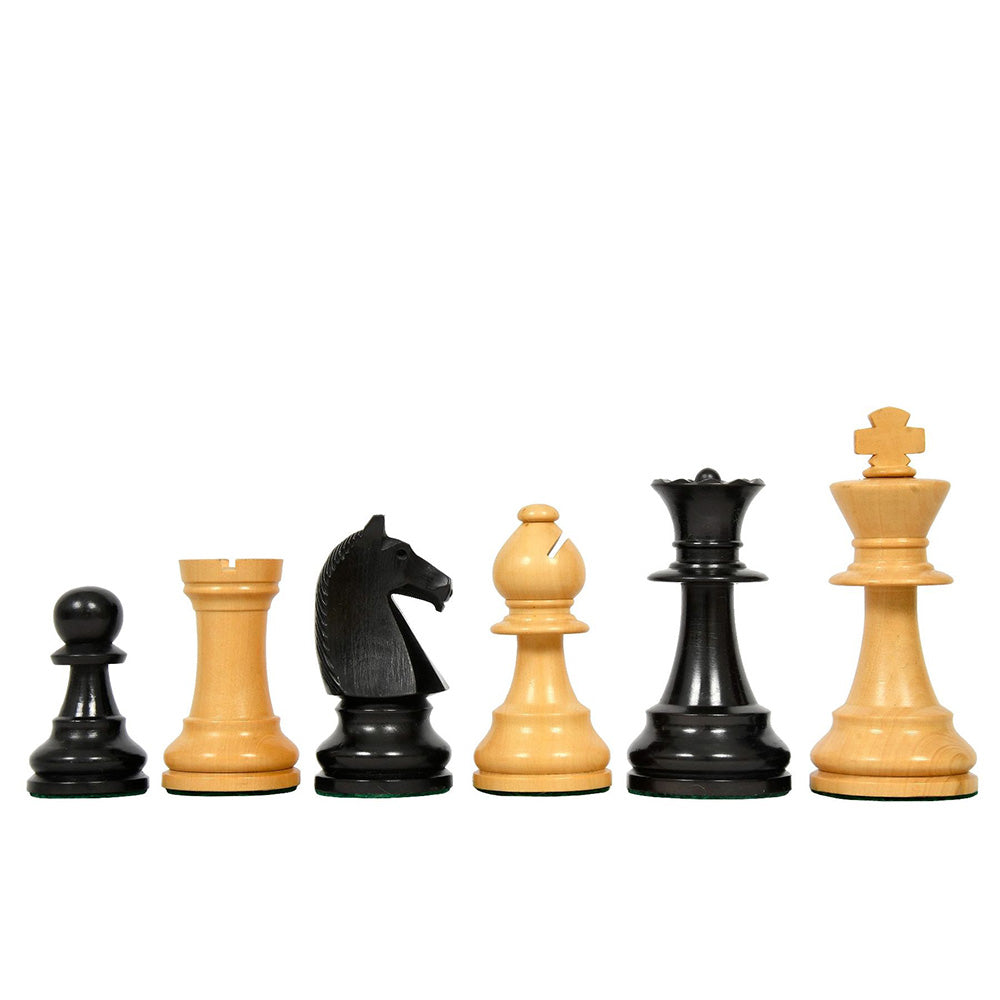 90s Reproduced 3.6" French Chavet Championship Tournament Chess Pieces Only Set-Weighted Ebonised Boxwood
