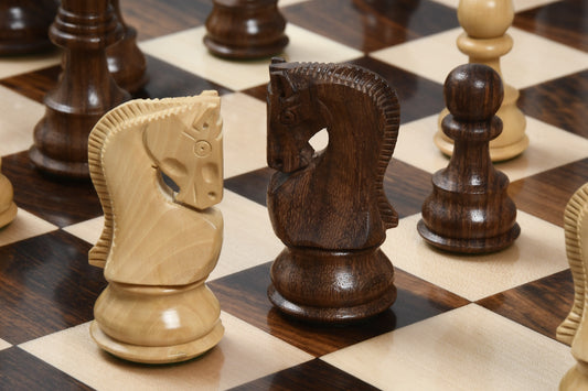 3.9" Russian Zagreb Chess Pieces Only set – Weighted Golden Rosewood & Boxwood