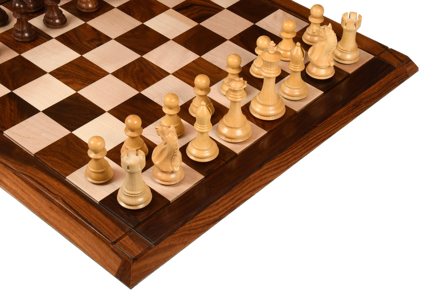 4" Fierce Knight Staunton Chess Pieces Only Set – Golden Rosewood & Boxwood