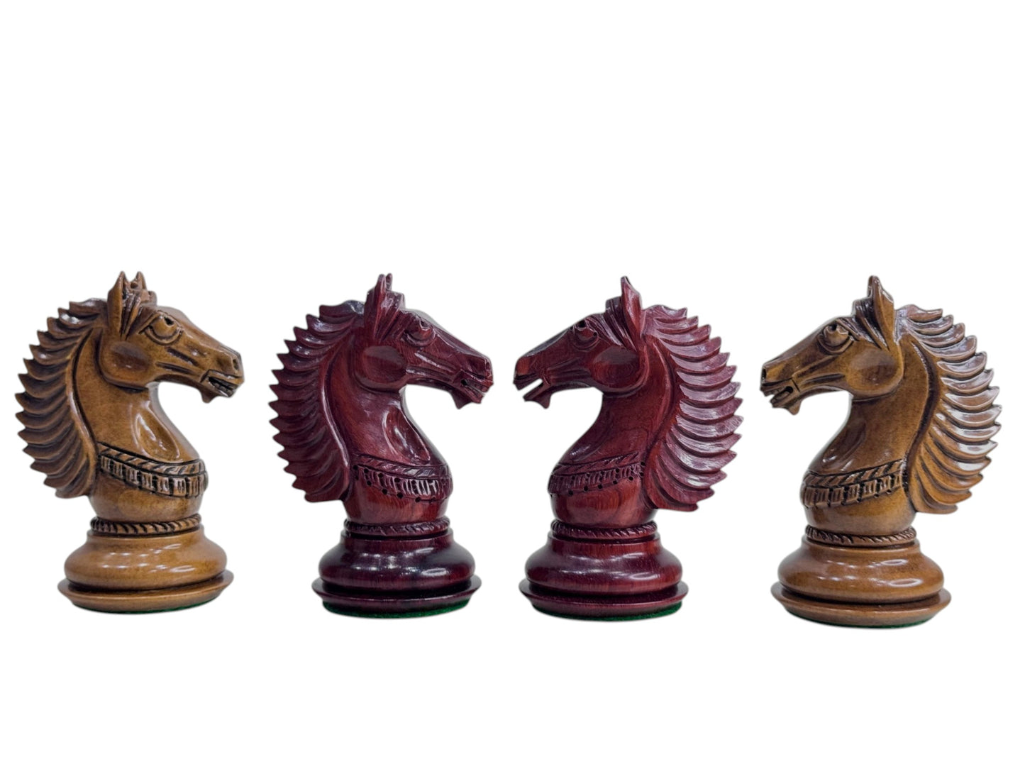 4.6" Copenhagen Luxury Staunton Chess Pieces Only Set- Triple Weighted Lacquered Distress Antiqued Boxwood & Budrose Wood