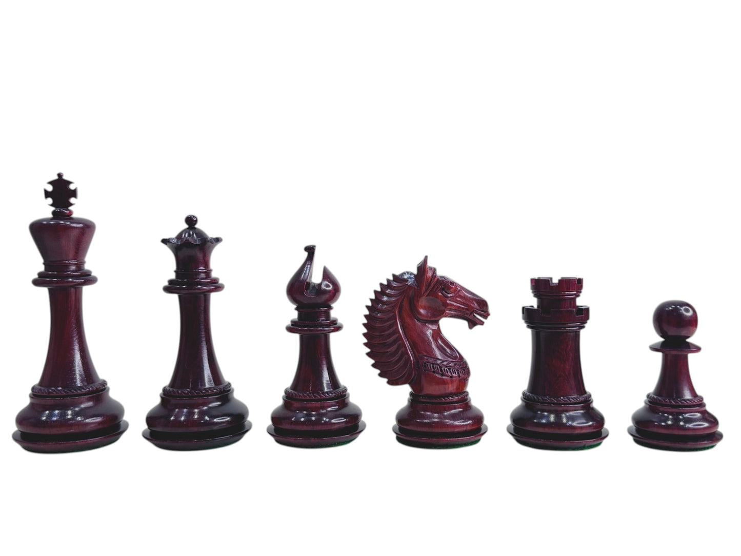 4.6" Copenhagen Luxury Staunton Chess Pieces Only Set- Triple Weighted Lacquered Distress Antiqued Boxwood & Budrose Wood