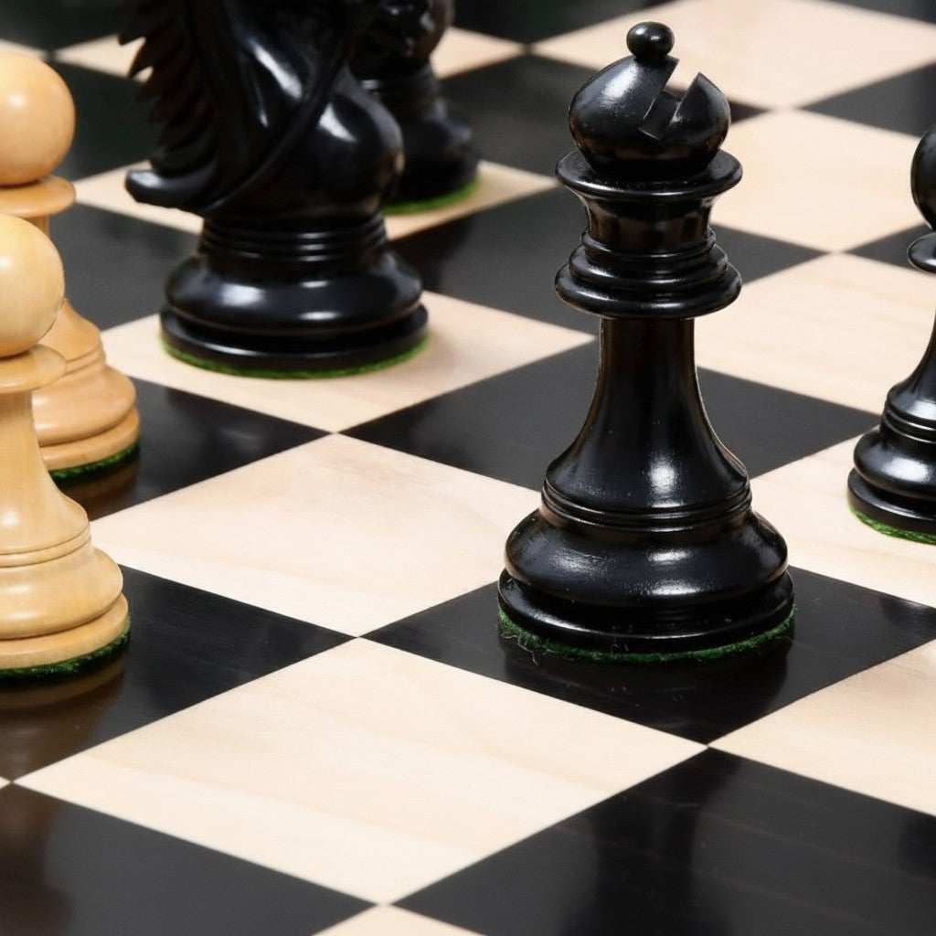 The Chesterfield Series Luxury Chess Pieces - 4.2" King- Triple Weighted Ebony Wood