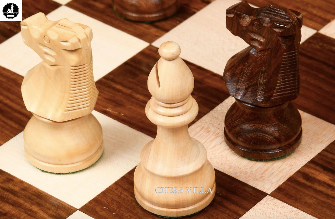 Repro 1890 French Lardy Staunton Chess Pieces Only Set – Golden Rosewood & Boxwood