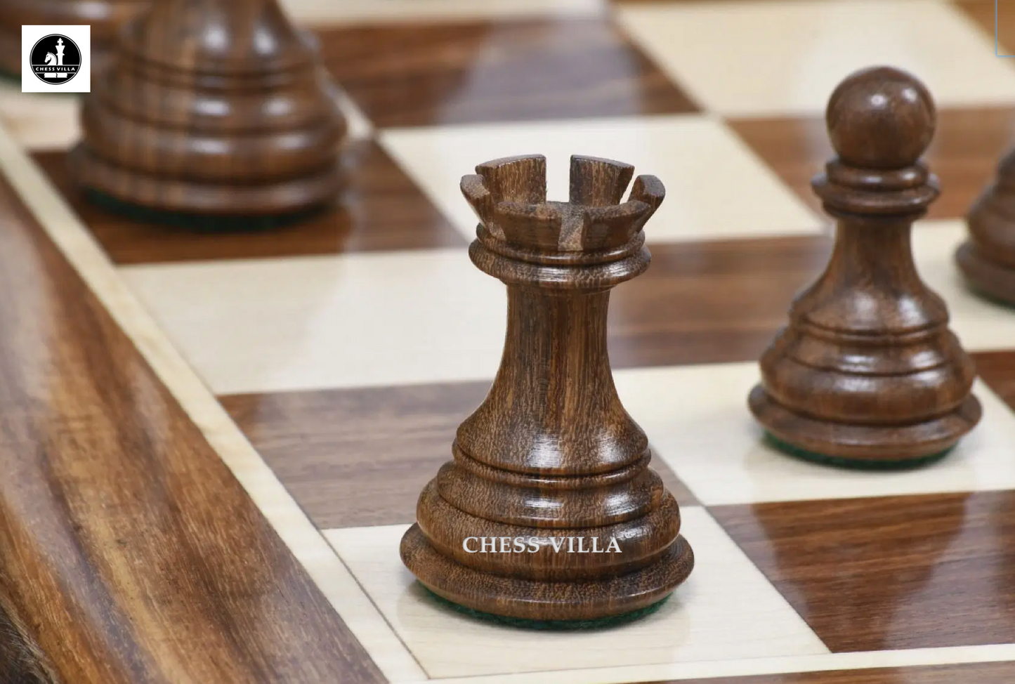 Combo of 3.8″ Columbian Knight Luxury Chess Set- Pieces in Golden Rosewood with 21" Golden Rosewood Chessboard