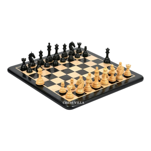 Combo of 3.8″ Columbian Knight Luxury Chess Set- Pieces in Ebonised Boxwood with 21" Ebony Wood Chessboard