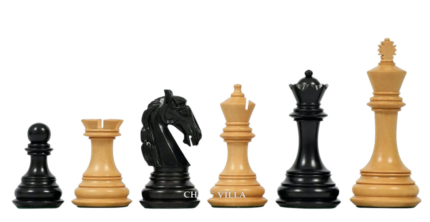 Combo of 3.8″ Columbian Knight Luxury Chess Set- Pieces in Ebonised Boxwood with 21" Ebony Wood Chessboard
