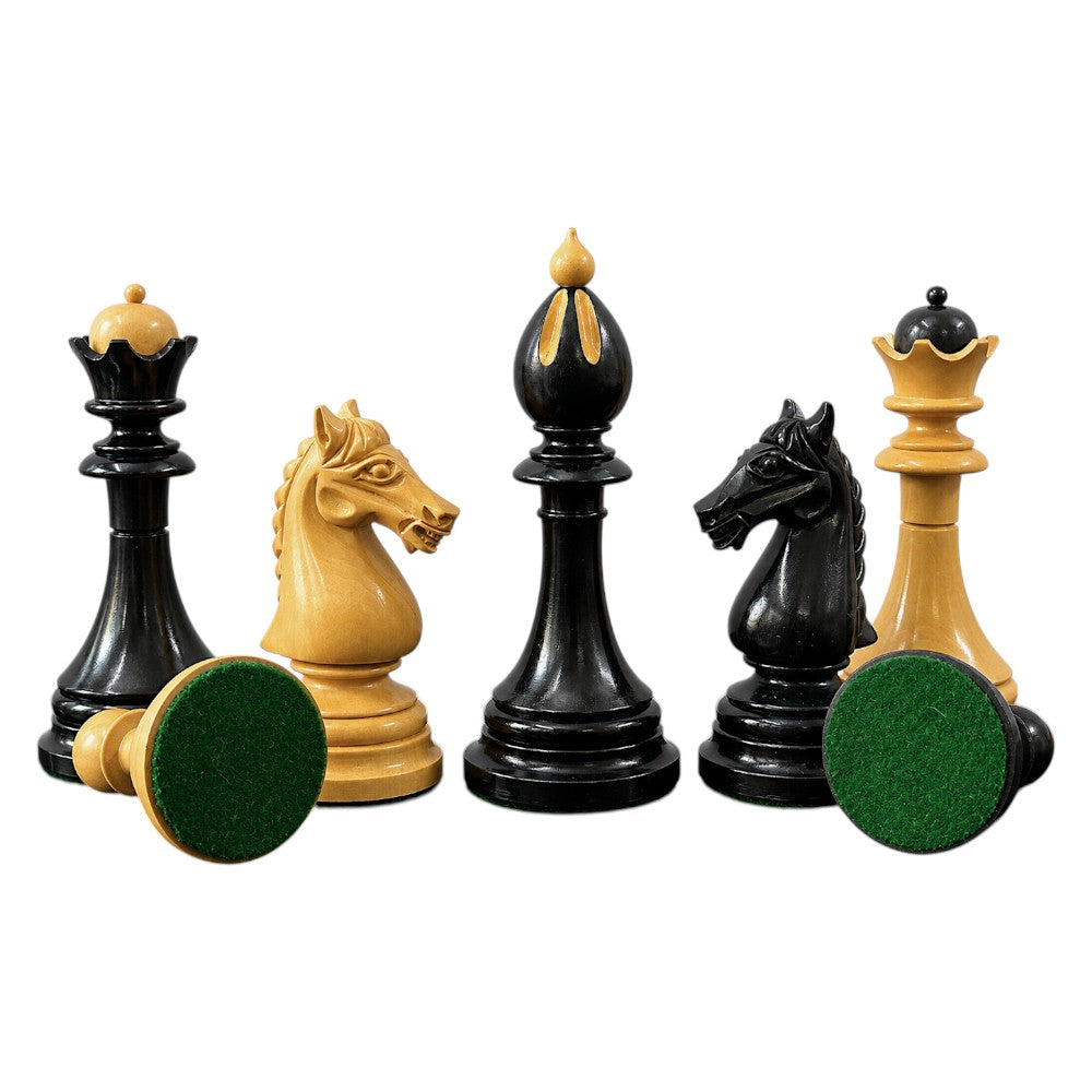 Reproduction 1951-1954 "ČESKÁ KLUBOVKA" Fide Tournament Czech 4" Chess Pieces- Weighted Ebony & Boxwood