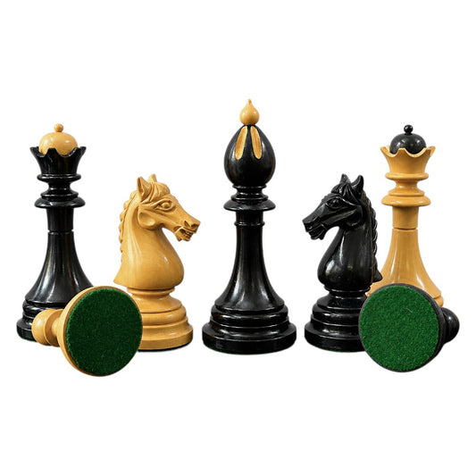 Reproduction 1951-1954 "ČESKÁ KLUBOVKA" Fide Tournament Czech 4" Chess Pieces- Weighted Ebony & Boxwood