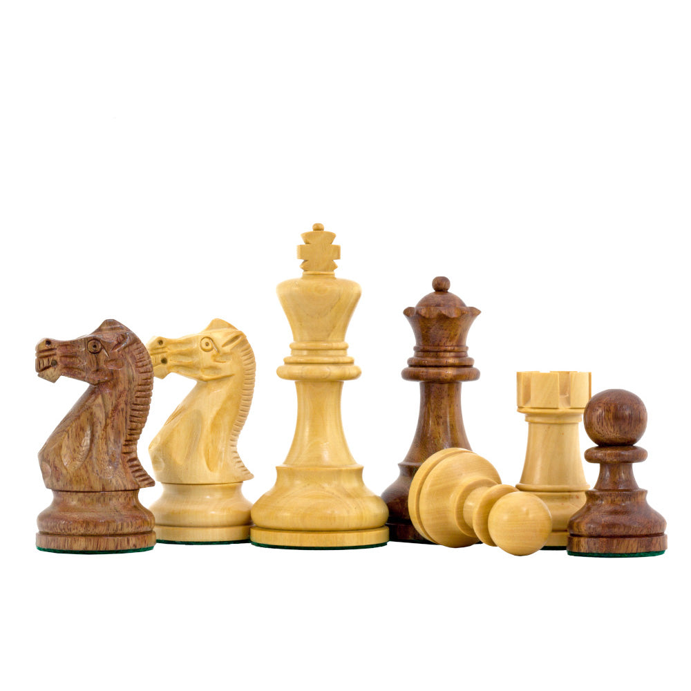 3.9″ American Staunton Weighted Chess Pieces set – Golden Rosewood & Boxwood