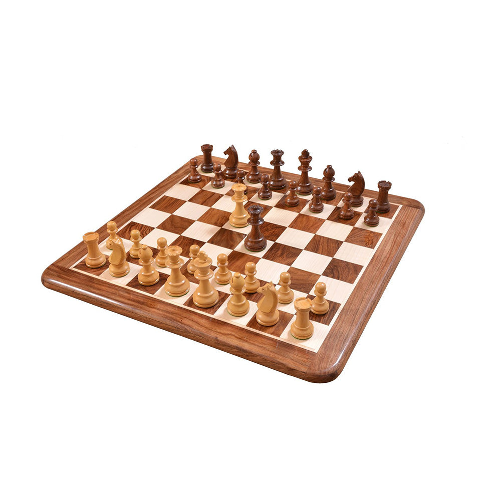 90s Reproduced 3.6" French Chavet Championship Tournament Chess Pieces Only Set-Weighted Golden Rosewood