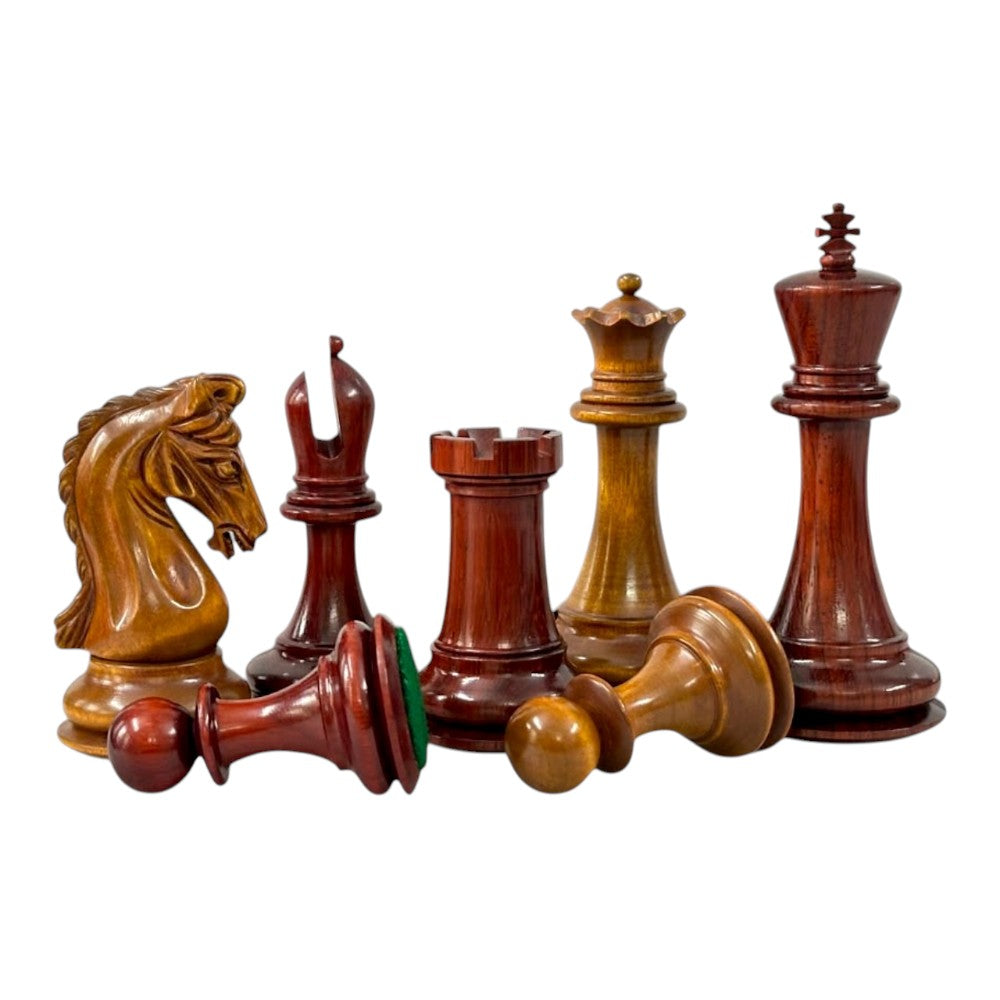 3.9" Imperial Series Reproduced Staunton Chess Pieces Set Only- Weighted Budrose Wood & Antiqued Boxwood