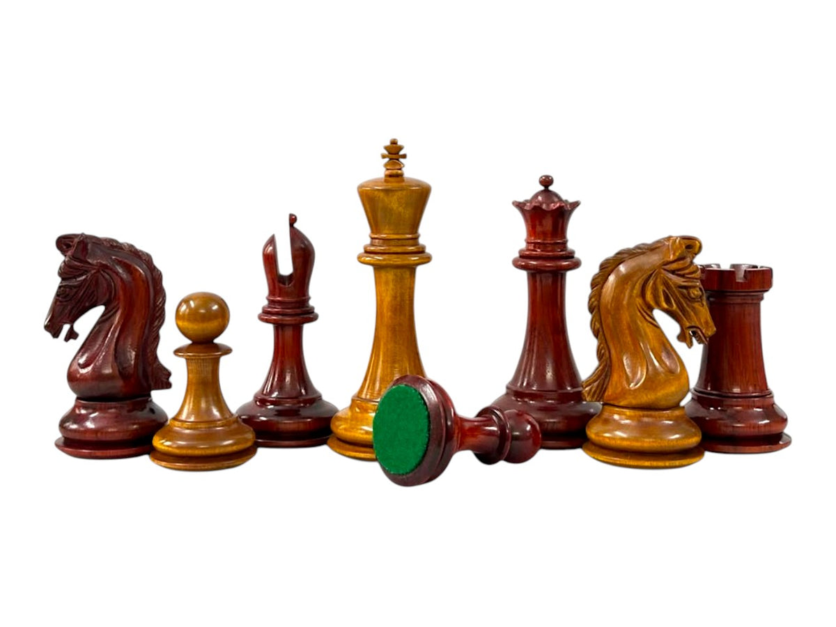3.9" Imperial Series Reproduced Staunton Chess Pieces Set Only- Weighted Budrose Wood & Antiqued Boxwood