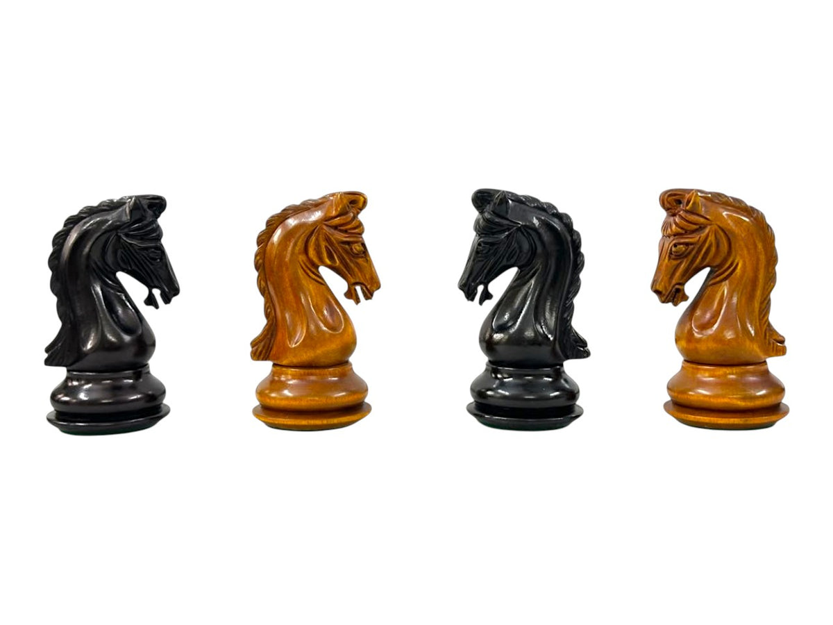 3.9" Imperial Series Reproduced Staunton Chess Pieces Set Only- Weighted Ebony & Antiqued Boxwood